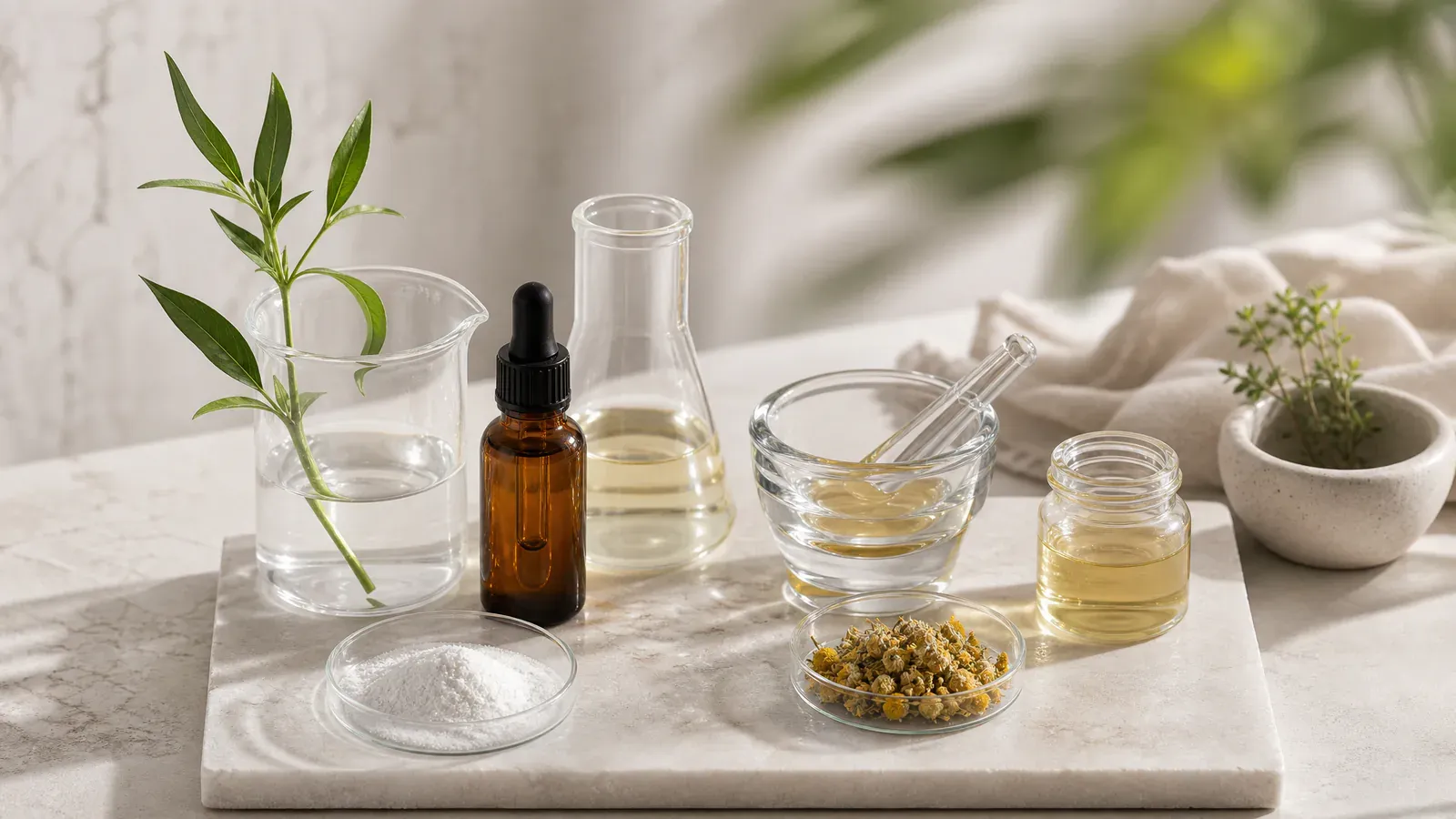 「探索化妝品中受歡迎的活性成分,如植物性成分、抗氧化劑、類視黃醇和羥基酸」的專題圖片